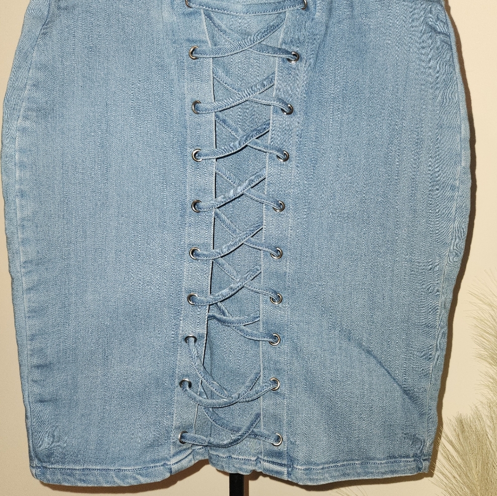 Light Blue Lace-Up Women's Jeans